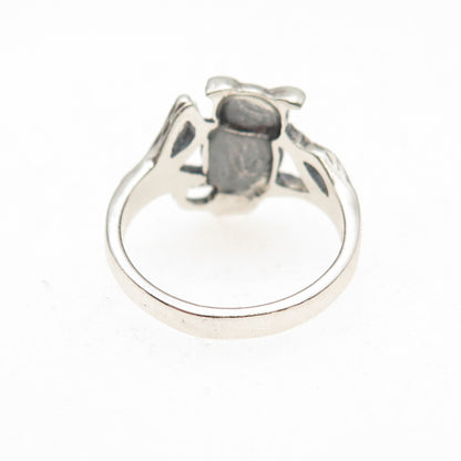 925 Sterling Silver Vintage Wise Owl Oxidized Ring Size 5.75