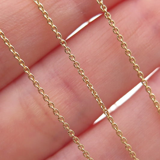 925 Sterling Silver Gold Plated Italy Cable Chain Necklace 15-16"