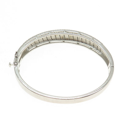 925 Sterling Silver Round-Cut C Z Bangle Bracelet 6.75"