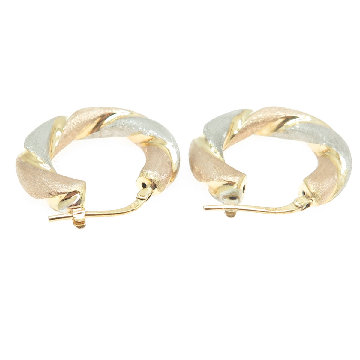 925 Sterling Silver Gold Plated 2-Tone Twisted Hoop Earrings