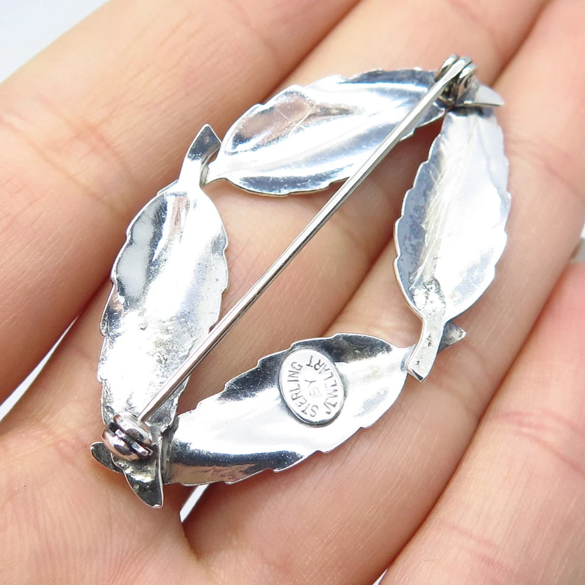 925 Sterling Silver Vintage Jewelart Leaf Pin Brooch
