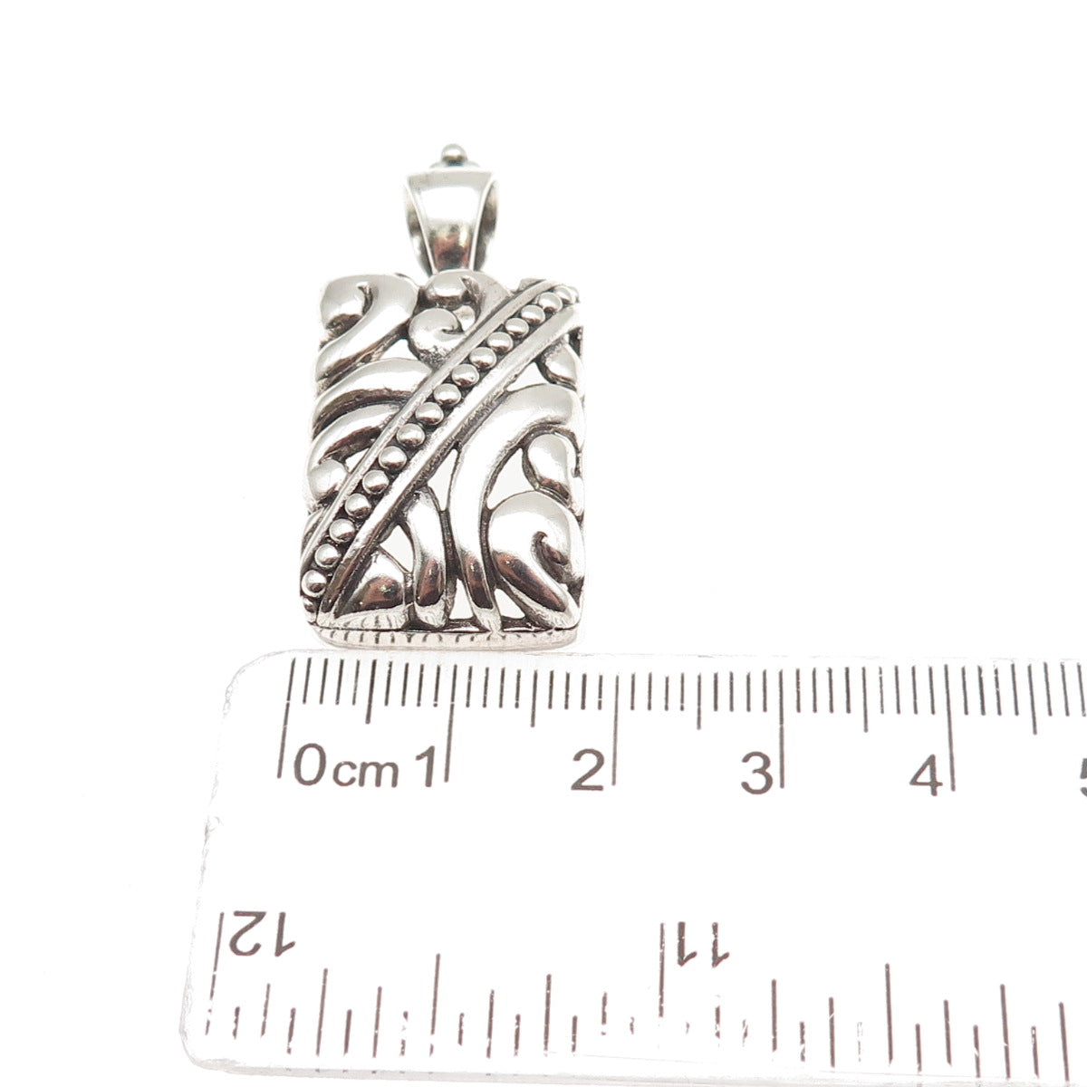 925 Sterling Silver Vintage Ornate Floral Oxidized Charm Pendant