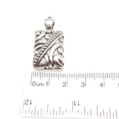 925 Sterling Silver Vintage Ornate Floral Oxidized Charm Pendant
