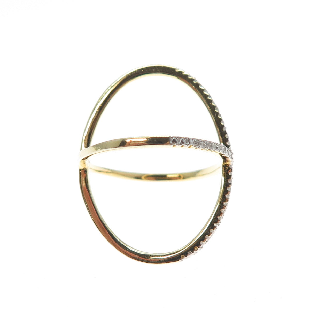 DBJ DEE BERKLE 925 Sterling Gold Plated Real Diamond Crisscross Ring Size 8.25