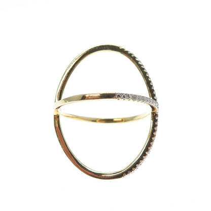 DBJ DEE BERKLE 925 Sterling Gold Plated Real Diamond Crisscross Ring Size 8.25