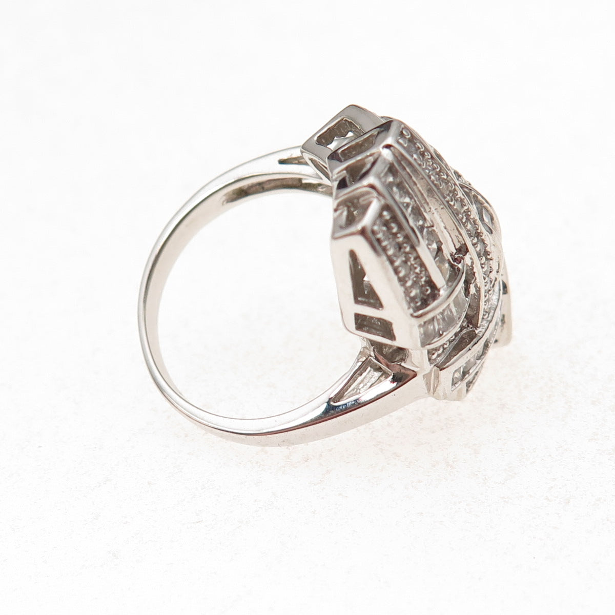 Collins 925 Sterling Silver Round Princess & Radiant-Cut C Z Ring Size 6