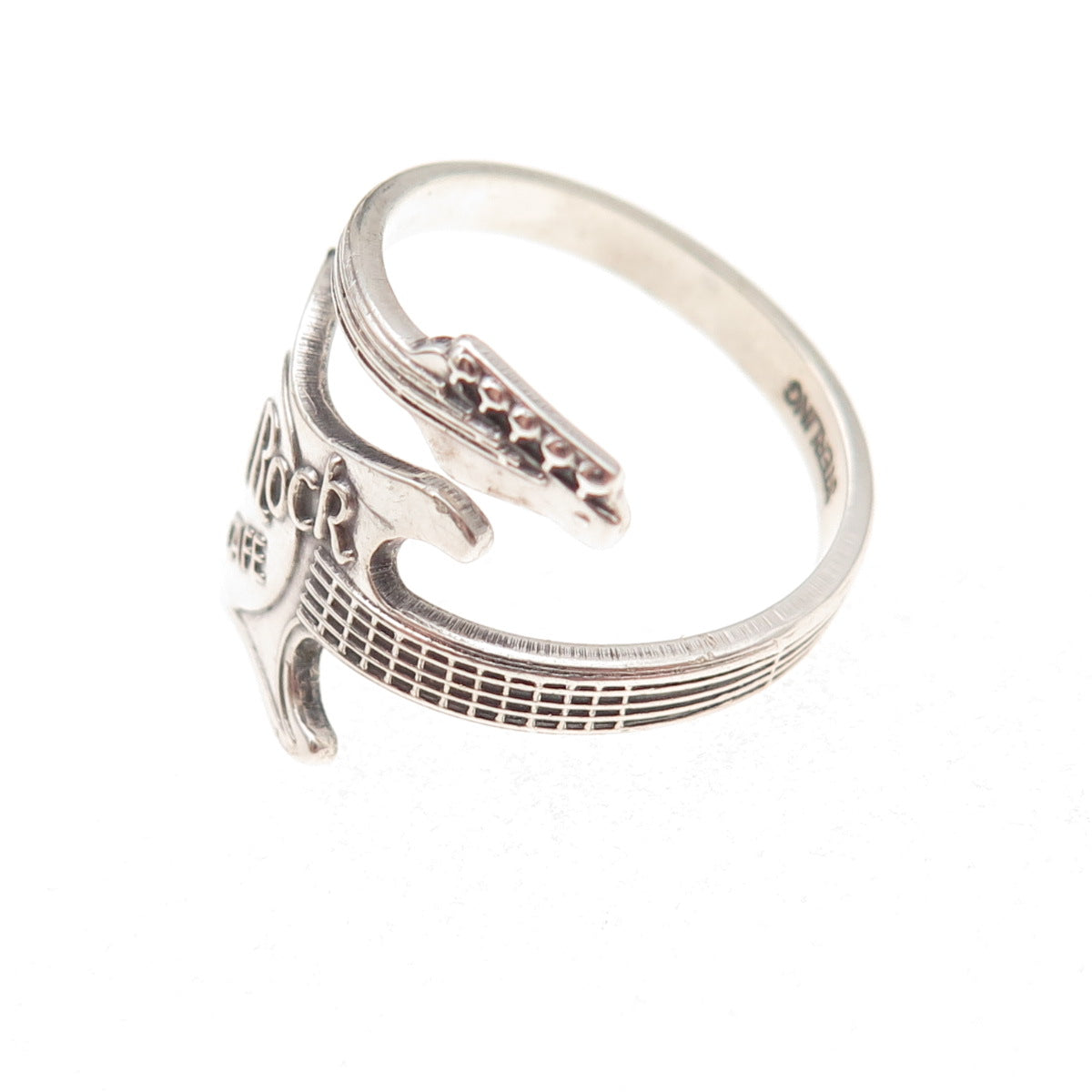 925 Sterling Silver Vintage Hard Rock Cafe Guitar Adjustable Ring Size 7.25