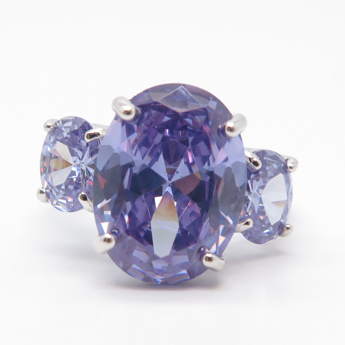 925 Sterling Silver Lavender C Z Ring Size 9