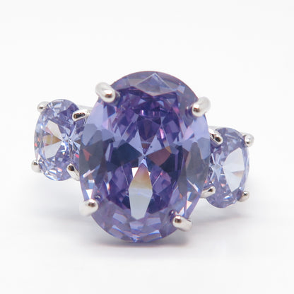 925 Sterling Silver Lavender C Z Ring Size 9