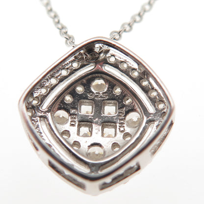 DEE BERKLE 925 Sterling Silver Princess & Round-Cut C Z Cable Chain Necklace 18"