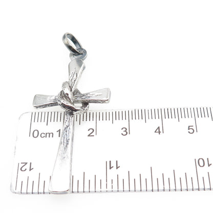 UNOAERRE 925 Sterling Silver Vintage Italy Modernist Cross Oxidized Pendant