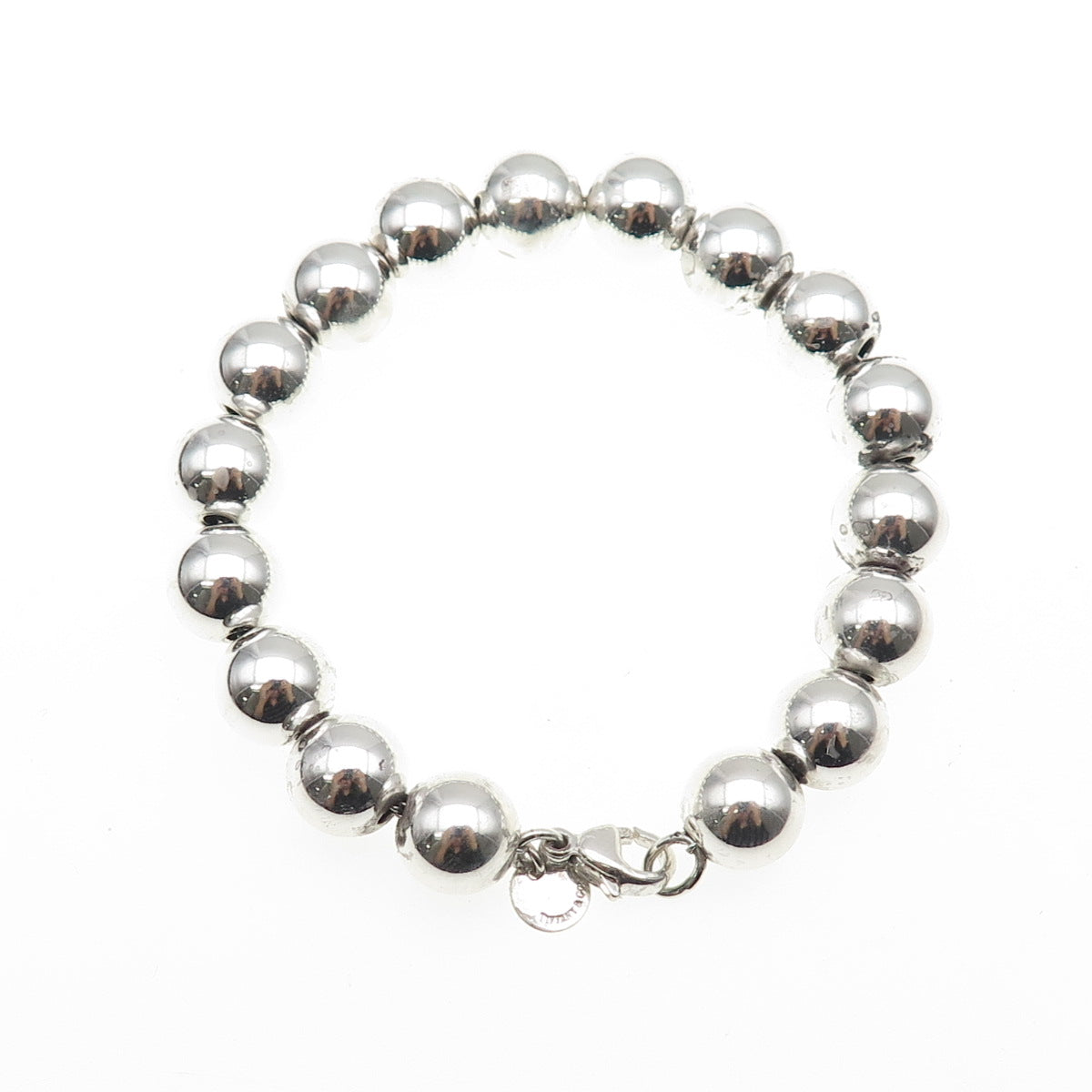 TIFFANY & CO. 925 Sterling Silver Vintage HardWear Ball Beaded Bracelet 6.25"