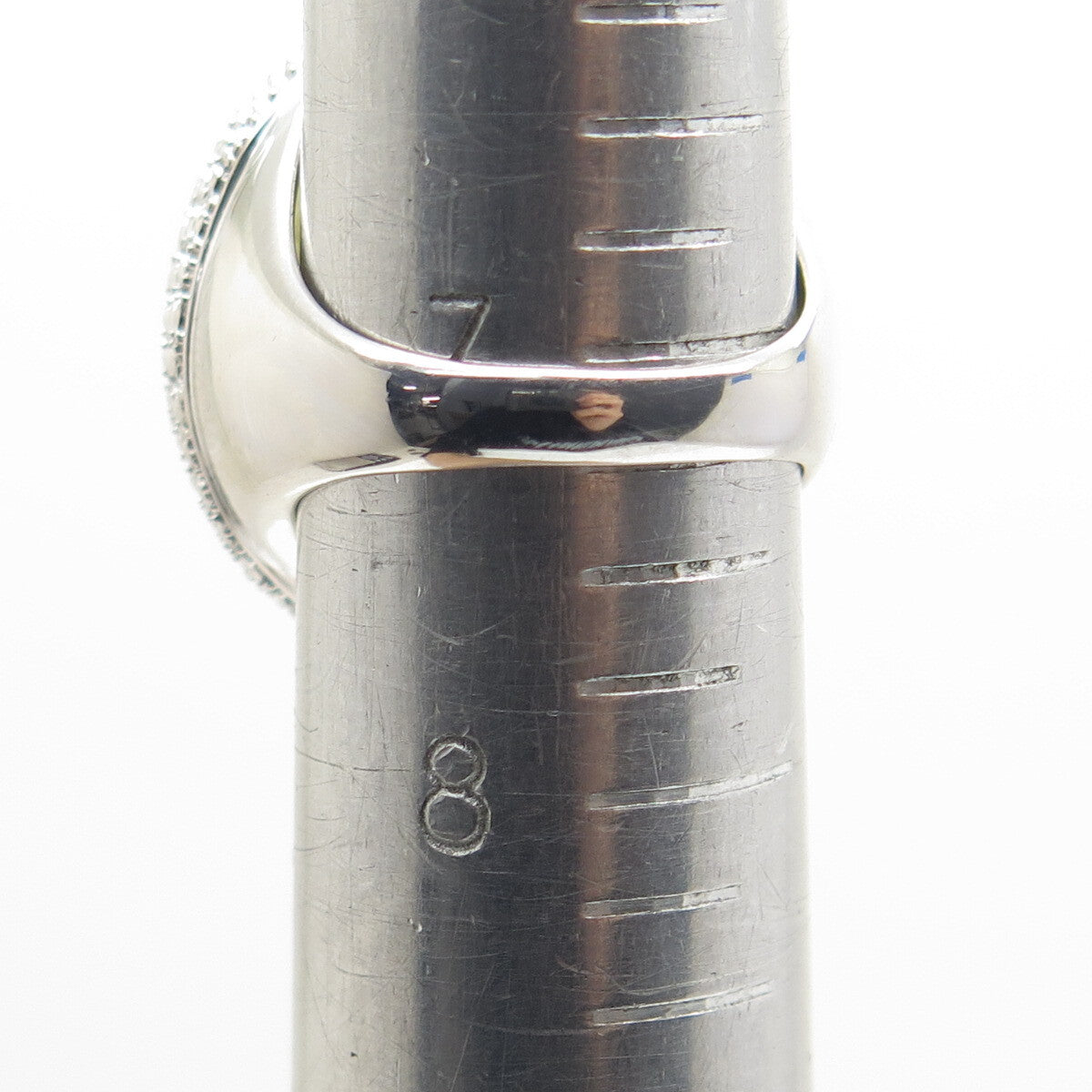 DSMK 925 Sterling Silver Real Labradorite Granulated Ring Size 7.25