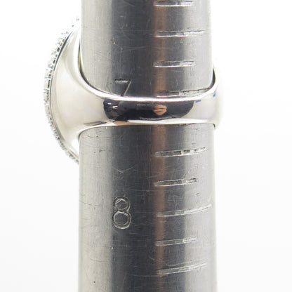 DSMK 925 Sterling Silver Real Labradorite Granulated Ring Size 7.25