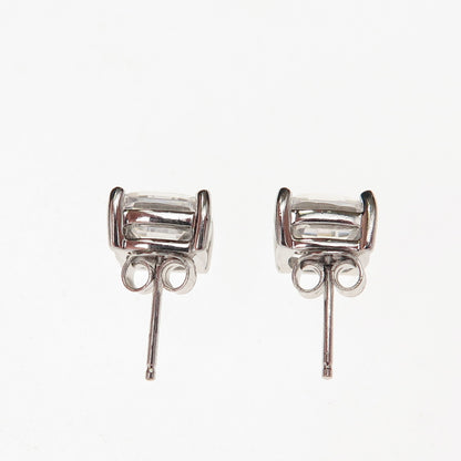 925 Sterling Silver Cushion-Cut C Z Stud Earrings