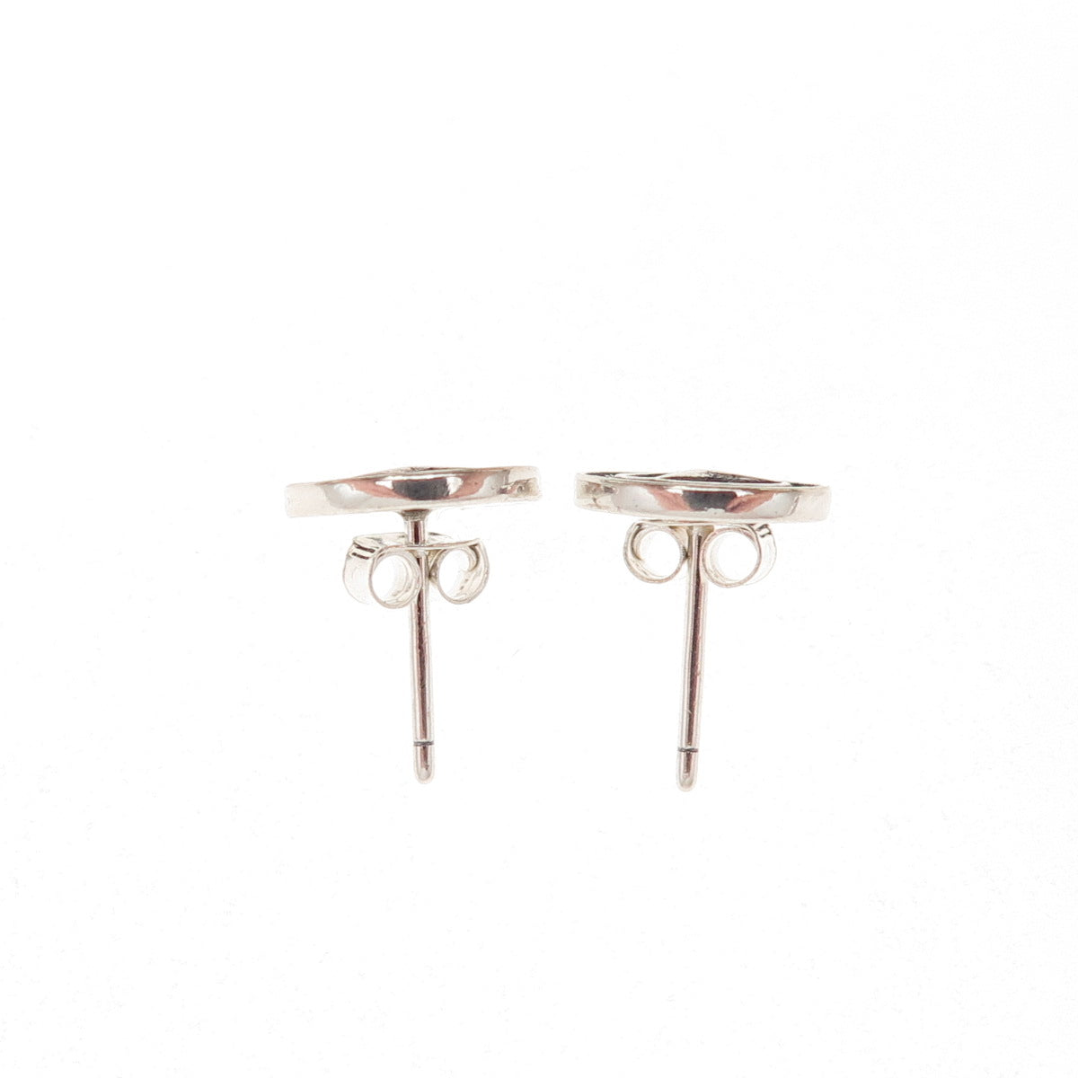 925 Sterling Silver Round-Cut C Z Mercedes-Benz Stud Earrings