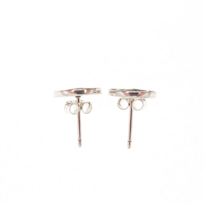 925 Sterling Silver Round-Cut C Z Mercedes-Benz Stud Earrings