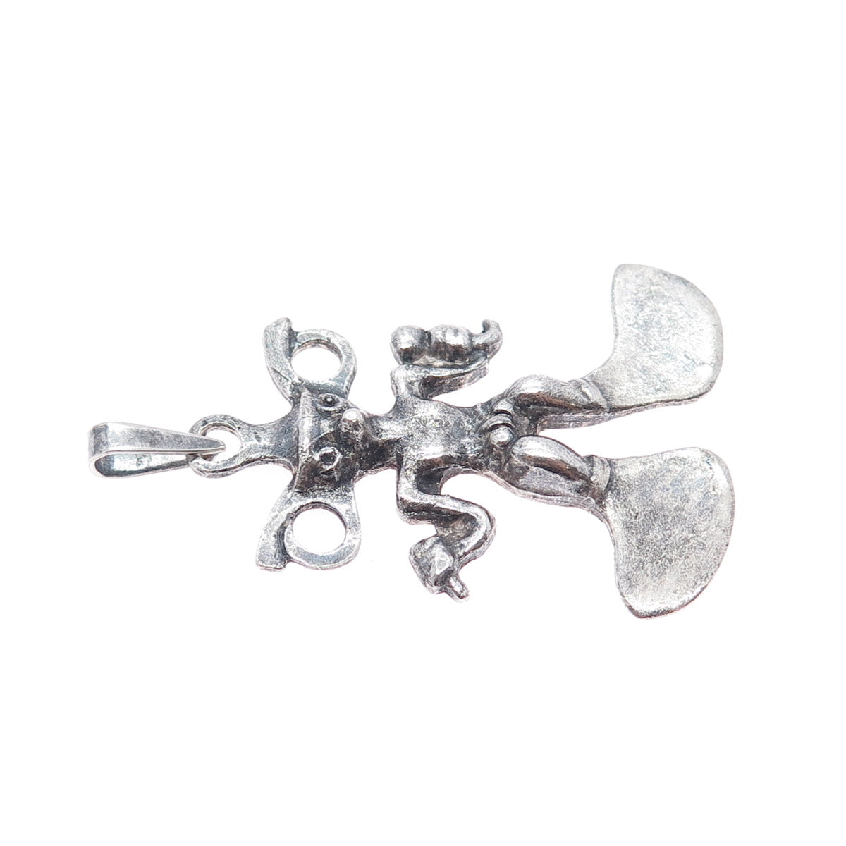 925 Sterling Silver Vintage Cowboy Modernist Oxidized Charm Pendant