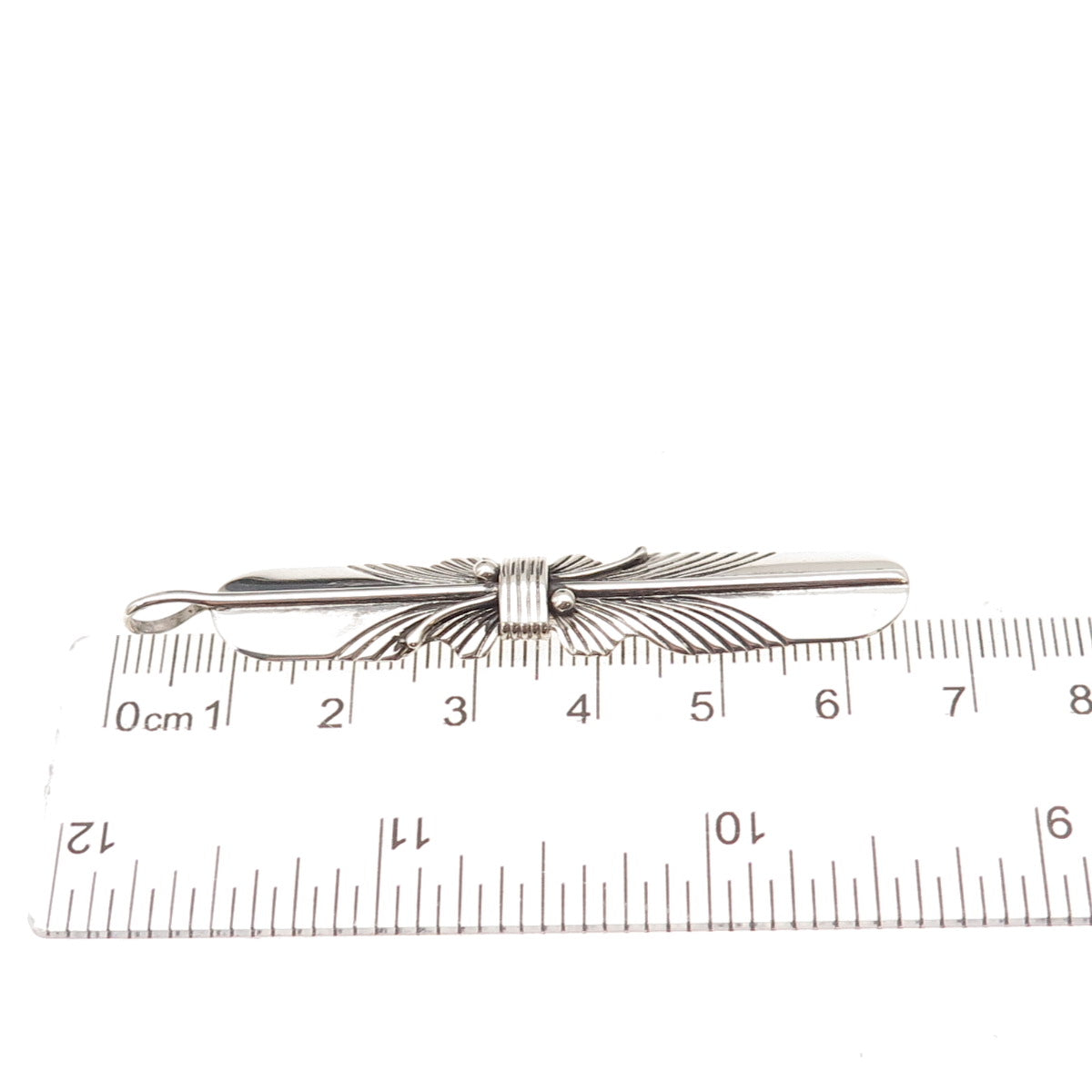 Old Pawn 925 Sterling Silver Vintage Southwestern Feather Tribal Charm Pendant