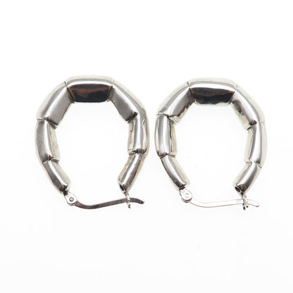 925 Sterling Silver Modernist Oval Hoop Earrings