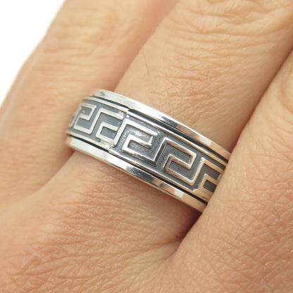 950 Silver Vintage Greek Maze Rotating Band Ring Size 12