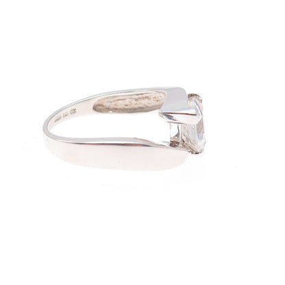 925 Sterling Silver Vintage Triangle-Cut C Z Bypass Ring Size 7.25