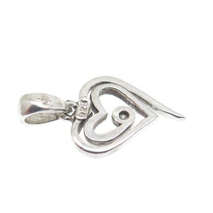 JEWELRY CONCEPTS Sterling Silver Real Diamond Spiral Heart Minimalist Pendant