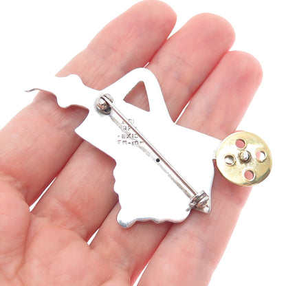 ATI ANNIKA WITT Sterling Silver 2-Tone Vintage Mexico Gold Mining Cart Brooch