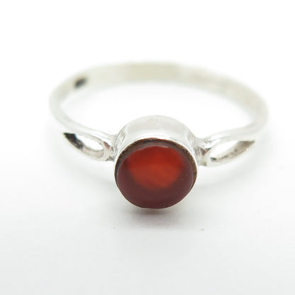 925 Sterling Silver Vintage Real Carnelian Ring Size 6.25