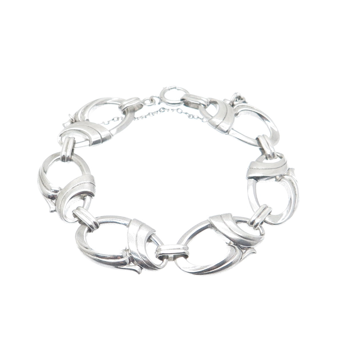 HARRY S. BICK 925 Sterling Silver Antique Twisted Ribbon Link Bracelet 7.25"