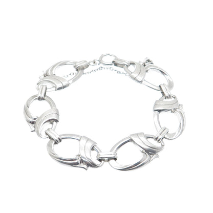 HARRY S. BICK 925 Sterling Silver Antique Twisted Ribbon Link Bracelet 7.25"