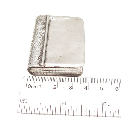 925 Sterling Silver Vintage Floral Book Pill / Snuff Box