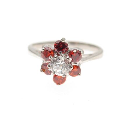 925 Sterling Silver Round-Cut Imperial & White C Z Ring Size 7