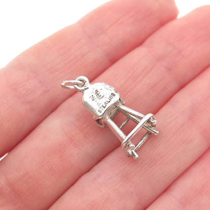 SUNWEST 925 Sterling Silver Vintage Babies High Chair Mini 3D Charm Pendant