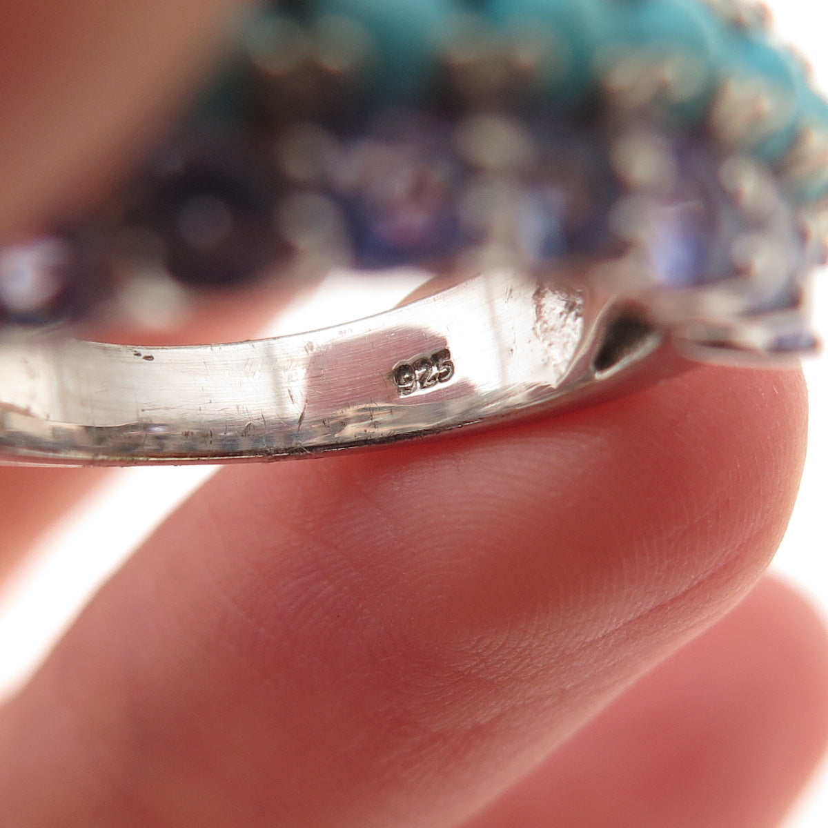 Chuck Clemency 925 Sterling Silver Real Turquoise & Tanzanite Ring Size 7.25
