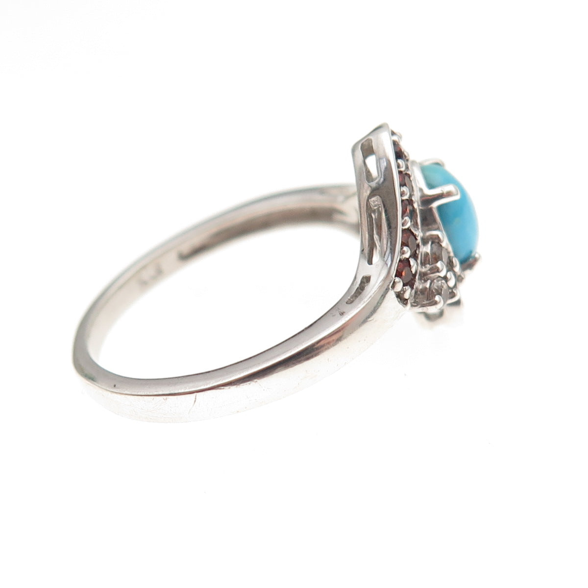 Chuck Clemency Sterling Silver Real Turquoise Tanzanite & Garnet Ring Size 8.25