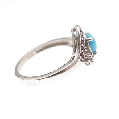 Chuck Clemency Sterling Silver Real Turquoise Tanzanite & Garnet Ring Size 8.25