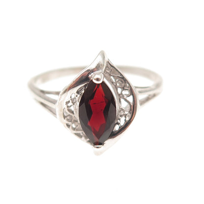 RJ Graziano 925 Sterling Silver Vintage Real Red Garnet Filigree Ring Size 10.25