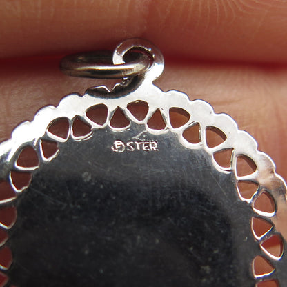 FRENCH & FRANKLIN 925 Sterling Silver Vintage Hawaii Map Round Charm Pendant