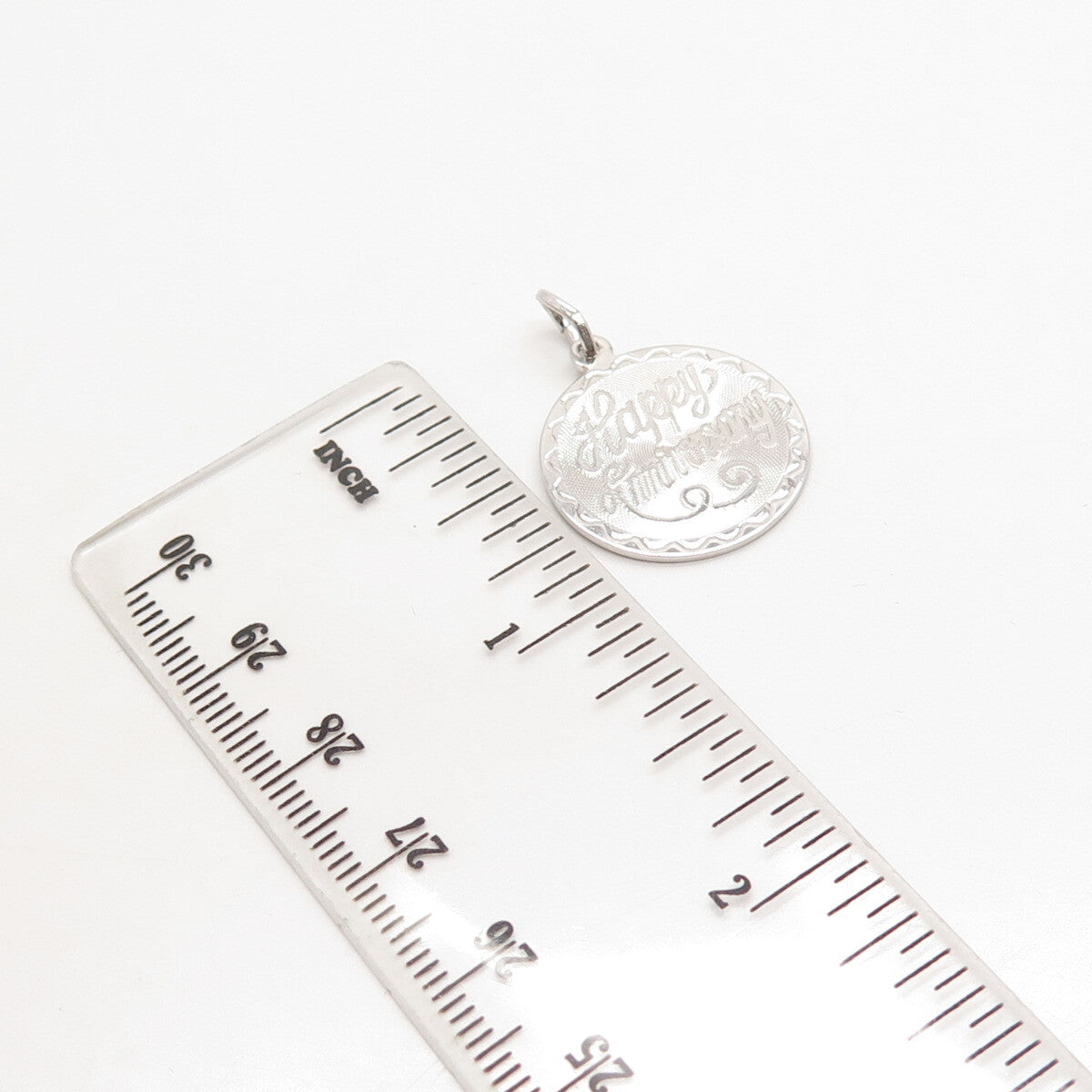 925 Sterling Silver "Happy Anniversary" Round Pendant