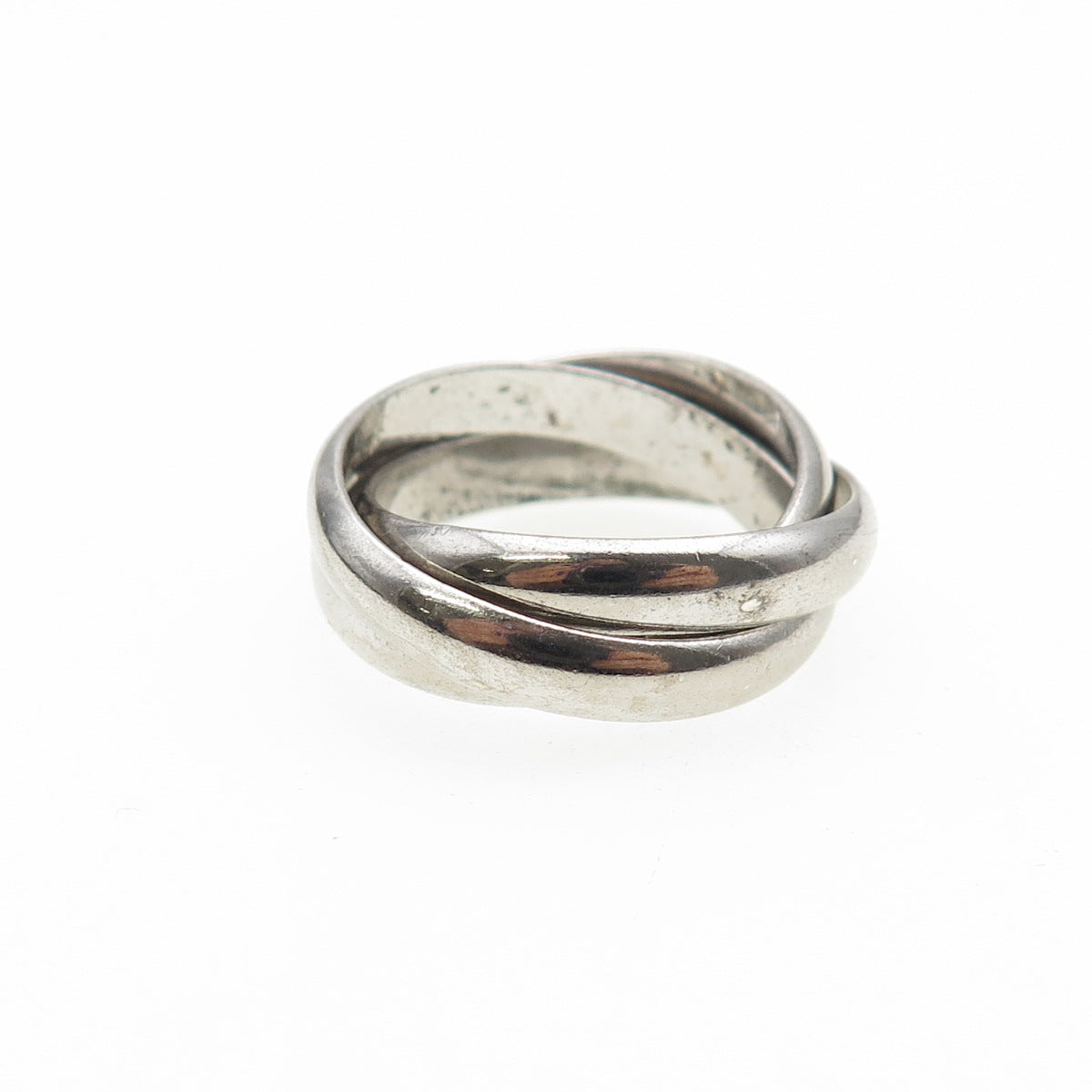925 Sterling Silver Vintage Italy Interlocked Trinity Band Ring Size 4.75