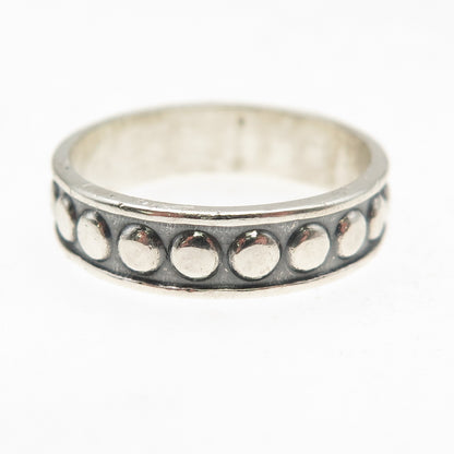 925 Sterling Silver Vintage Mexico Dotted Oxidized Band Ring Size 10.25