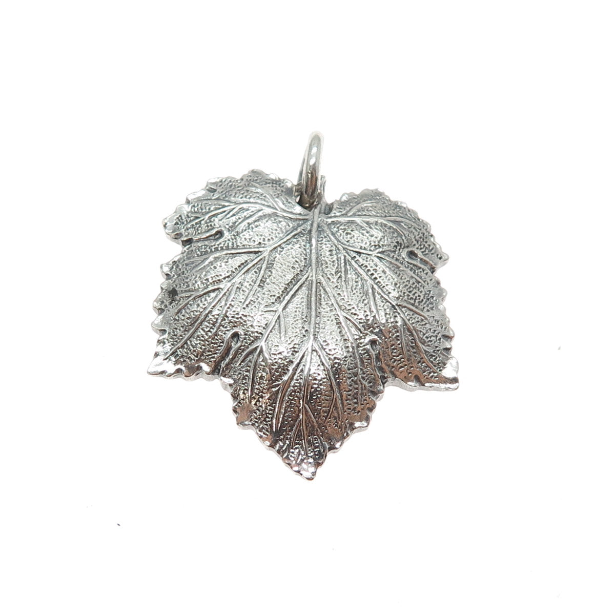 Gianmaria Buccellati 925 Sterling Silver Vintage Grape Leaf Oxidized Pendant