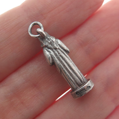 CREED 925 Sterling Silver Vintage St. Eva Minimalist 3D Charm Pendant
