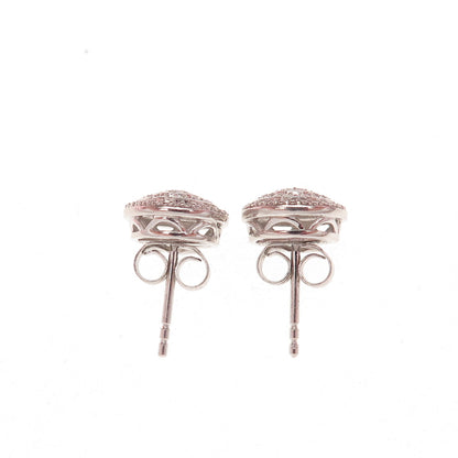 925 Sterling Silver Real Round-Cut Diamond Stud Earrings