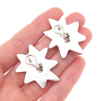 Carla 925 Sterling Silver Vintage 1992 Starburst Modernist Omega Back Earrings