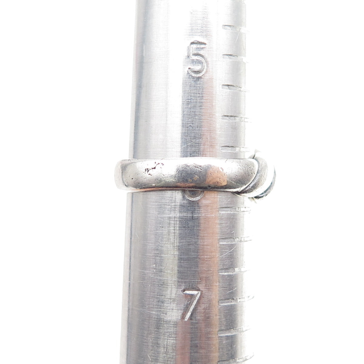 925 Sterling Silver Vintage Modernist Ribbed Oxidized Ring Size 6