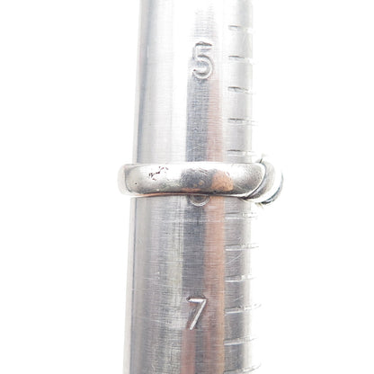925 Sterling Silver Vintage Modernist Ribbed Oxidized Ring Size 6