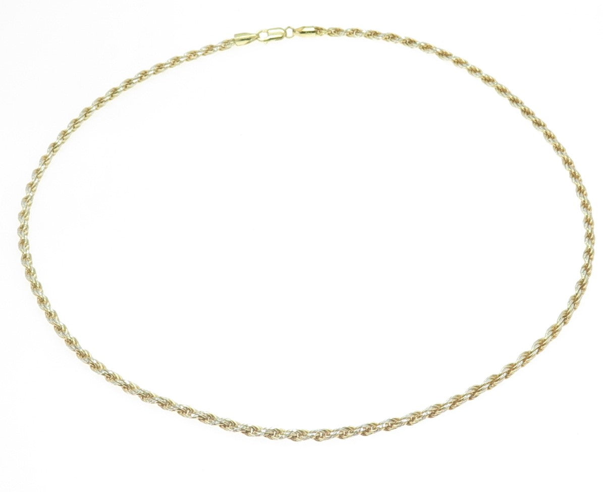 P. LUX 925 Sterling Silver Gold Plated Italy Twisted Rope Chain Necklace 22"