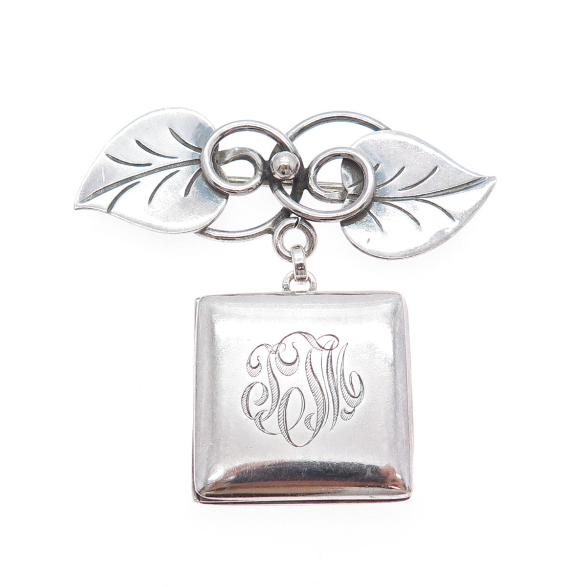 R. BLACKINTON GEORG JENSEN 925 Sterling Silver Antique Floral Locket Brooch #113